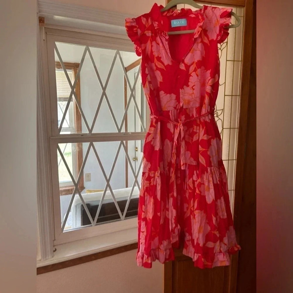 Mason Baker JUST THE HIGHLIGHTS RED FLORAL PRINT MIDI DRESS Size Small - Picture 7 of 10